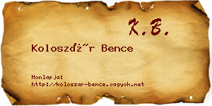 Koloszár Bence névjegykártya