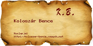 Koloszár Bence névjegykártya